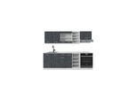 Vicco Küchenzeile R-Line 240 cm Schwarz Beton Weiß mit Arbeitsplatte Anthrazit