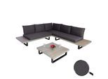 Garten-Garnitur MCW-H54, Garnitur Sitzgruppe Lounge-Set, Spun Poly Akazie Holz MVG Alu ~ grau, Polster dunkelgrau