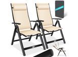 KESSER® Gartenstuhl Hochlehner mit Armlehnen Aluminium Klappstuhl inkl. Kopfkissen Campingstuhl 7-Fach Verstellbar Rückenlehne Atmungsaktiv & Wetterfest Klappbar & Anti-Rutsch