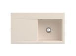 Villeroy und Boch Subway Style 50 Einbauspüle 335101FU Becken rechts, Ablaufgarnitur mit Handbetätigung, 900 x 510 mm, Ivory