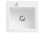 Villeroy und Boch Subway 50 S Einbauspüle 331502KG mit Ablaufgarnitur, Excenterbetätigung, 525 x 510 mm, snow white CeramicPlus