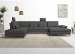 Places of Style Wohnlandschaft »Costello U-Form, mit Sitztiefenverstellung, Armteilverstellung und«, 3 Nierenkissen,...