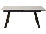 Esstisch MCA FURNITURE "TOBAGO Auszugtisch 180-260 cm", grau (hellgrau, schwarz matt lackiert, hellgrau), B:180cm H:77cm T:95cm, Keramik / Sicherheitsglas schwarz lackiert / 13 mm, Metall;Gestell: Metall, schwarz matt lackiert, Tische, Esstisch, Keramik,Metall,Stirnauszug,ausziehbar,Tischplatte 13 mm