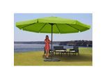Sonnenschirm Carpi Pro, Gastronomie Marktschirm mit Volant Ø 5m Polyester/Alu 28kg ~ grün mit Ständer