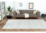 Teppich "My House, LAGERRÄUMUNG", beige (creme, hellgrau, weiß), B:200cm H:10mm L:290cm, Polyester, MYFLAIR MÖBEL & ACCESSOIRES, Teppiche, Teppich, Kurzflor, Retro-Style, besonders weich durch Microfaser, mit Fransen