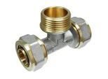 Schraubfitting-T-Stück mit Außengewinde 20 x 2,0 - 3/4'' - 20 x 2,0 mm für Alu-Mehrschicht-Verbundrohr