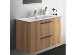 Ideal Standard i.life A Möbelwaschtisch-Paket K8746NX 104x46x64,5cm, 1 Hahnloch, Griff schwarz matt, Eiche natur