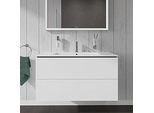 Duravit ME by Starck Waschtisch mit L-Cube Waschtischunterschrank 100 cm, weiß hochglanz