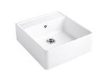 Villeroy und Boch Spülstein Einzelbecken 632061RW Ablaufgarnitur, Handbetätigung, Befestigungssatz, Stone White