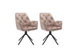byLIVING Esszimmerstuhl SARINA, 2-er Set, Samtbezug beige, Gestell schwarz