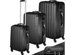 tectake® Hartschalenkoffer-Set, 3-teilig, aus robustem ABS-Kunststoff, 360° drehbare, abnehmbare Rollen, mit Sicherheits-Zahlenschloss