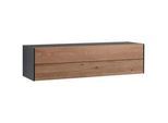 Schöner Wohnen Hängeelement , Anthrazit, Eichefarben , Holz , Kerneiche , massiv , 136x35x39 cm , Beimöbel erhältlich, hängend , Wohnzimmer, Wohnwände, Wohnwand-Serien