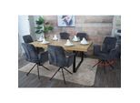 6er-Set Esszimmerstuhl MCW-N99, drehbar Armlehne Auto-Return, Stoff/Textil Chenille (340g/m²) Öko-Tex ~ dunkelgrau