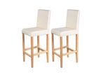 2er-Set Barhocker Vicenza, Barstuhl Tresenhocker, Holz+LEDER ~ creme, helle Beine