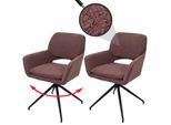 2er-Set Esszimmerstuhl MCW-N74, Küchenstuhl, drehbar Auto-Return, Stoff Bouclé (540g/m²) Öko-Tex ~ hellbraun