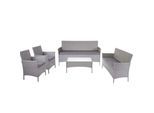 3-2-1-1 Poly-Rattan Garten-Garnitur Hamar, Lounge-Set Sitzgruppe Sofa ~ grau, Kissen anthrazit