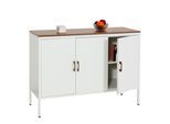 Kommode MCW-L84, Sideboard Schrank Anrichte, 3 Türen Metall 90x120x40cm, Melamin beschichtet ~ weiß
