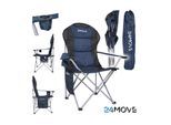 24MOVE® Campingstuhl Salvador faltbar Camping Klappstuhl gepolstert inkl. Tragetasche, bis 150kg belastbar, blau