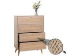 Kommode MCW-M38, Schrank Sideboard Highboard, Kubu Rattan Holz, 101x71x42cm Eiche-Optik