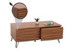 Couchtisch MCW-M49, Wohnzimmertisch Tisch, 3D-Design 2 Schubladen MDF Metall 46x110x55cm ~ Walnuss-Optik