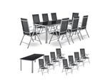 Juskys Aluminium Gartengarnitur Milano Gartenmöbel Set mit Tisch und 8 Stühlen Silber-Grau