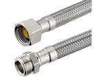 Flexibler Verbindungsschlauch - 1 x Überwurfmutter 3/8'' mit Dichtung und 1 x zylindrisches Außengewinde 3/8'' - Länge 500 mm