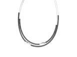 Zeeme Stainless Steel Halskette Edelstahl 2-reihig mit Hämatit-Steinen 42+5cm lang