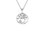 Zeeme Silber Anhänger mit Kette 925/- Sterling Silber rhodiniert Herz Zirkonia weiß