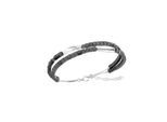 Zeeme Stainless Steel Armband Edelstahl 2-reihig mit Hämatit-Steinen 17,5+3cm lang