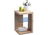 Xora Beistelltisch , Sonoma Eiche , Glas, Holzwerkstoff , quadratisch , Bodenplatte , 40x60x40 cm , offenes Fach , Wohnzimmer, Wohnzimmertische, Beistelltische
