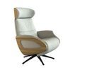 Relaxsessel FLEXLUX "Clement elektrischer Funktionsessel", weiß (warm weiß), B:81cm H:111cm T:90cm, Sessel, Relaxsessel, Größe M, Rücken & Fußteil elektrisch, Akku, Arml. Eiche, Fuß schwarz