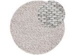 Wollteppich CARPETFINE "Sina", braun (hellbraun), H:14mm Ø:200cm, Wolle, Teppiche, grobe Struktur, Zeitloses Design, reine Wolle, Wohnzimmer