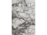 Teppich LUXOR LIVING "Phoenix", grau (grau, weiß), B:120cm H:17mm L:170cm, Polyester, Polypropylen, Teppiche, Teppich, modernes Marmor Design, Hoch-Tief Effekt, Seidenoptik, Wohnzimmer