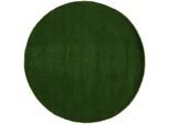 Wollteppich CARPETFINE "Gabbeh Lola Uni", grün, H:14mm Ø:120cm, Wolle, Teppiche, mit natürlichem Pflanzenmaterial von Hand gewebt, auch als Läufer