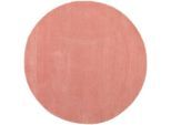 Wollteppich CARPETFINE "Gabbeh Lola Uni", rosa, H:14mm Ø:80cm, Wolle, Teppiche, mit natürlichem Pflanzenmaterial von Hand gewebt, auch als Läufer