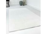 Teppich HOMIE LIVING "Villa Rosso", weiß, B:120cm H:15mm L:170cm, Polyester, Teppiche, Teppich, Kurzflor, Uni Farben, leicht glänzende Optik