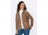 Fleecejacke CASUAL LOOKS, Damen, Gr. 46, braun (camel, anthrazit, bedruckt), 100% Polyester, gemustert, kariert, mehrfarbig, Jacken Fleecejacke