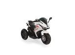 Moni Kinder Elektromotorrad Hurricane drei Räder, Musikfunktion, Rückwärtsgang weiß