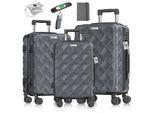 KESSER® Reisekoffer Set 3-teilig Kofferset ABS Hartschalenkoffer mit Zahlenschloss, Kofferwaage & Reisebrieftasche 360° Rollen Handgepäck & große Koffer für Business & Reise Trolley
