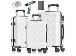 KESSER® Reisekoffer Set 3-teilig Kofferset ABS Hartschalenkoffer mit Zahlenschloss, Kofferwaage & Reisebrieftasche 360° Rollen Handgepäck & große Koffer für Business & Reise Trolley