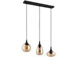 Trio Leuchten Pendelleuchte , Schwarz, Bernsteinfarben , Metall, Glas , 19.5x150x68.8 cm , Lampen & Leuchten, Leuchtenserien