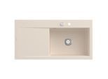 Villeroy und Boch Subway Style 60 Spüle 336102FU rechts, mit Ablaufgarnitur, Excenterbetätigung, 1000 x 510 mm, ivory CeramicPlus