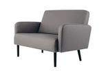 Zweisitzer Sofa meet by Paperflow LISBOA, desinfektionsmittelbeständiger Kunstlederbezug grau, Fussgestell schwarz, B 1240 x T 815 x H 830 mm