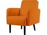 Sessel meet by Paperflow LISBOA, desinfektionsmittelbeständiger Kunstlederbezug orange, Fussgestell schwarz, B 710 x T 815 x H 830 mm