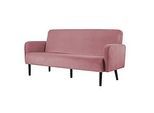 Dreisitzer Sofa meet by Paperflow LISBOA, Samtbezug pink, Fussgestell schwarz, B 1760 x T 815 x H 830 mm