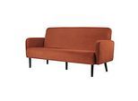 Dreisitzer Sofa meet by Paperflow LISBOA, Samtbezug rostfarben, Fussgestell schwarz, B 1760 x T 815 x H 830 mm