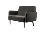 Zweisitzer Sofa meet by Paperflow LISBOA, Samtbezug anthrazit, Fussgestell schwarz, B 1240 x T 815 x H 830 mm