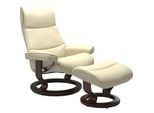 Fußhocker STRESSLESS "View", beige (vanilla paloma), B:57cm H:40cm T:47cm, Leder BATICK: BATICK ist ein leicht korrigiertes, durchgefärbtes und genarbtes Möbelleder, bei dem die meisten Unebenheiten und Spuren in der Regel entfernt wurden., Leder PALOMA: PALOMA ist ein durchgefärbtes Semianilin-Möbelleder mit natürlicher Narbung., ROHLEDER Stoff Q2 FARON: Ein fester zuverlässiger Bouclu00e9 mit ei