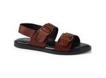 Leder-Sandalen mit Schnallen und Fersenriemen, Herren, Braun, Leder, by Lands' End