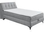 Boxbett ED EXCITING DESIGN "Atlantis", grau, B:125cm L:240cm, 100% Polyester, Komplettbetten, mit Bettkasten und Stauraum im Kopfteil